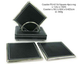 4pcs Square PU Coaster Set